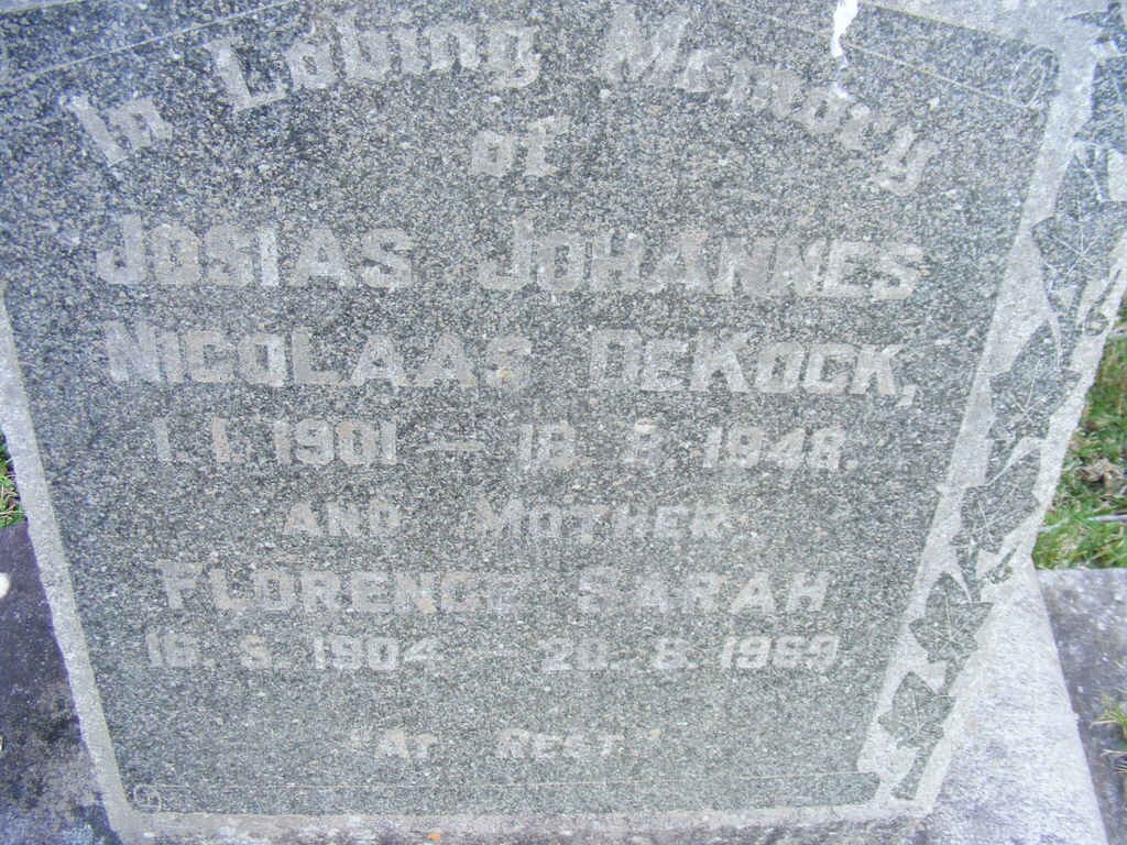 KOCK Josias Johannes Nicolaas, de 1901-1948 &amp; Florence Sarah 1904-1969