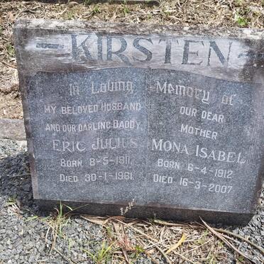 KIRSTEN Eric Julius 1911-1961 & Mona Isabel 1912-2007