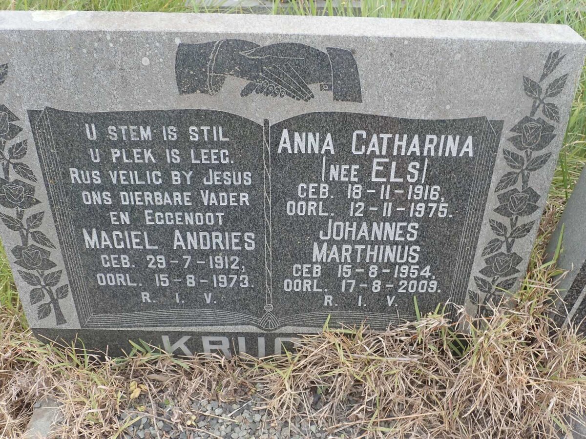 KRUGER Magiel Andries 1912-1973 &amp; Anna Catharina ELS 1916-1975 :: KRUGER Johannes Marthinus 1954-2009