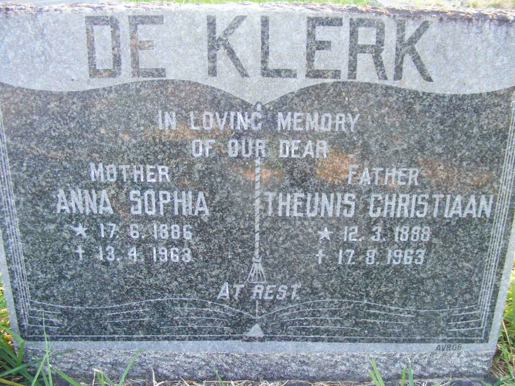 KLERK Theunis Christiaan, de 1888-1963 &amp; Anna Sophia 1886-1963