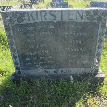 KIRSTEN Willem Ferdinand 1882-1953 &amp; Anna Susanna 1883-1972