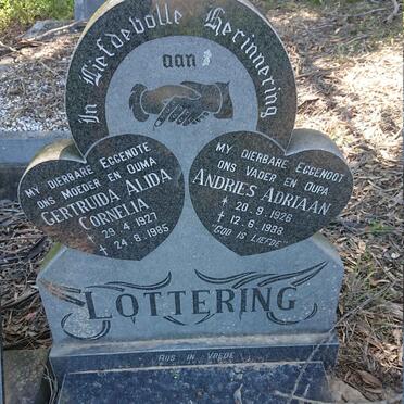 LOTTERING Andries Adriaan 1926-1988 &amp; Gertruida Alida Cornelia 1927-1985