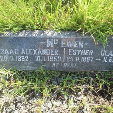MCEWEN Isaac Alexander 1892-1959 &amp; Esther Clarke 1897-1974
