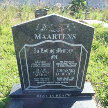 MAARTENS Johannes Luduvicus 1940-2008 &amp; Elsie Susanna Maria 1934-2014