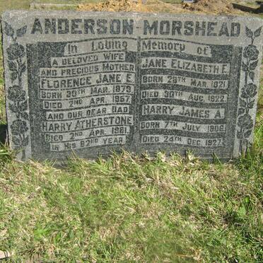 MORSHEAD Harry Atherstone, Anderson -1961 &amp; Florence Jane E. 1879-1957