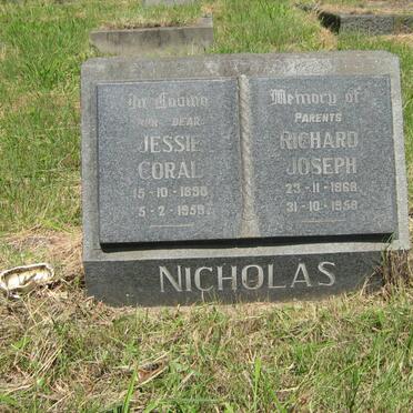 NICHOLAS Richard Joseph 1868-1958 &amp; Jessie Coral 1890-1959