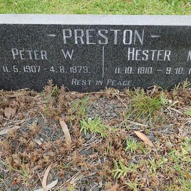 PRESTON Peter W. 1907-1979 &amp; Hester M. 1910-1987