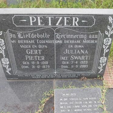 PETZER Gert Pieter 1919-1979 &amp; Juliana SWART 1923-2003