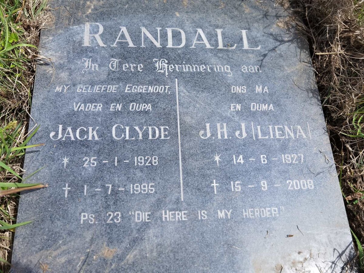 RANDALL Jack Clyde 1928-1995 & J.H.J. 1927-2008