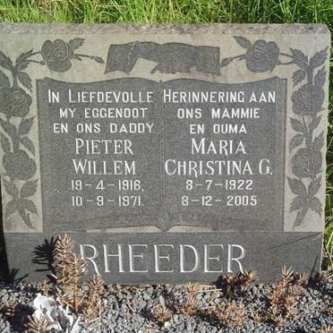 RHEEDER Pieter Willem 1916-1971 &amp; Maria Christina G. 1922-2005