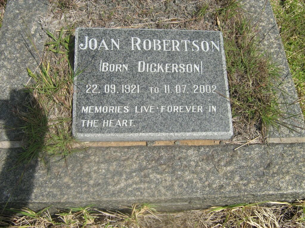 ROBERTSON Joan nee DICKERSON 1921-2002