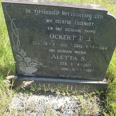 RHEEDER Ockert P.J. 1919-1964 &amp; Aletta S. 1922-1997