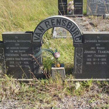 RENSBURG Frederick Rudolph, Janse van 1898-1965 &amp; Johanna Francina THOMASSE 1906-1974
