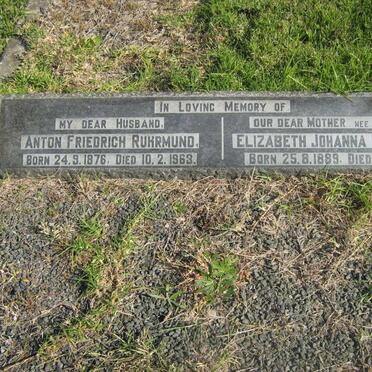 RUHRMUND Anton Friederich 1876-1963 &amp; Elizabeth Johanna De BEYER 1889-1979