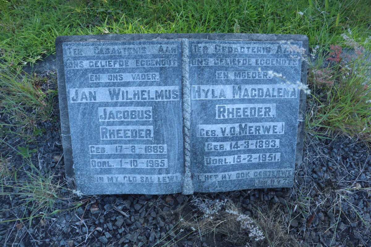RHEEDER Jan Wilhelmus Jacobus 1889-1965 &amp; Hyla Magdalena V.D. MERWE 1893-1951