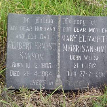 SANSOM Herbert Ernest 1905-1964 &amp; Mary Elizabeth MEIER formerly SANSOM nee WELSH 1912-1991