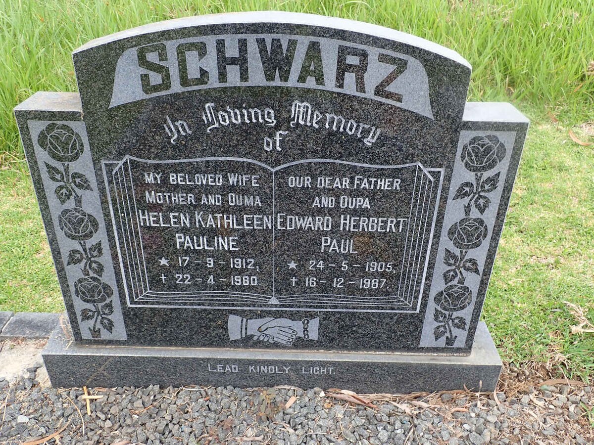 SCHWARZ Edward Herbert Paul 1905-1987 &amp; Helen Kathleen Pauline 1912-1980