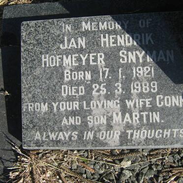 SNYMAN Jan Hendrik Hofmeyer 1921-1989