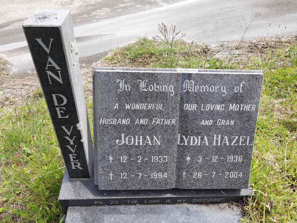 VYVER Johan, van de 1933-1994 & Lydia Hazel 1936-2004