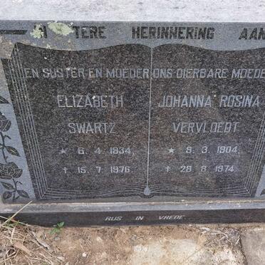 VERVLOEDT Johanna Rosina 1904-1974 :: SWARTZ Elizabeth 1934-1976