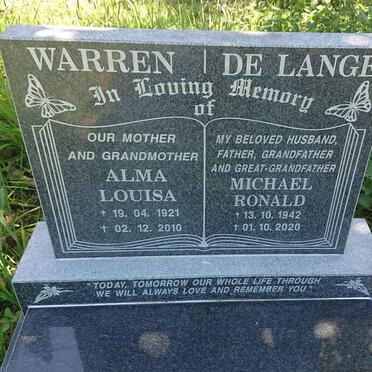WARREN Alma Louisa 1921-2010 :: DE LANGE Michael Ronald 1942-2020