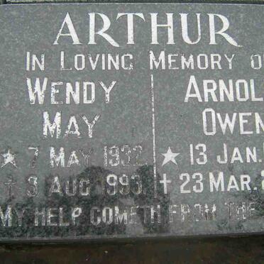 ARTHUR  Arnold Owen 1932-2005 &amp; Wendy May 1932-1993
