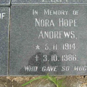 ANDREWS Nora Hope 1914-1986
