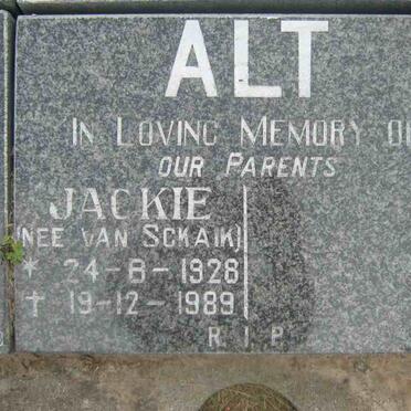 ALT Jackie nee VAN SCKAIK 1928-1989