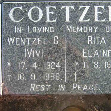 COETZER Wentzel C. 1924-1996 &amp; Rita Elaine 1930-