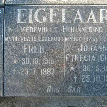 EIGELAAR Fred 1910-1987 &amp; Johanna Etrecia 1922-1996