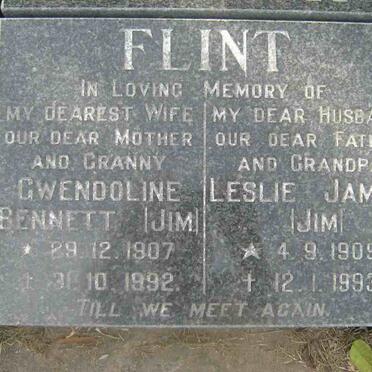FLINT  Leslie James 1909-1993 &amp; Gwendoline Bennett 1907-1992