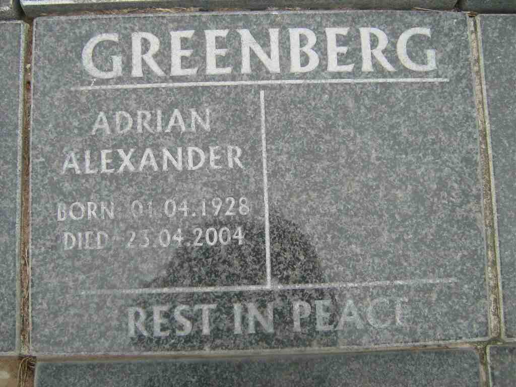 GREENBERG Adrian Alexander 1928-2004