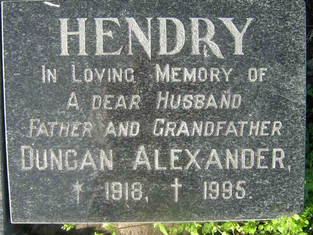 HENDRY Duncan Alexander 1918-1995