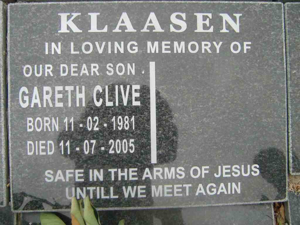 KLAASEN Gareth Clive 1981-2005