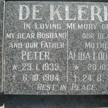 KLERK Peter, de 1933-1984 &amp; Alida Louisa P. 1933-1988