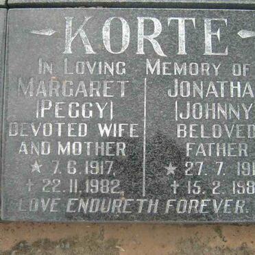 KORTE Jonathan 1914-1983 &amp; Margaret 1917-1982