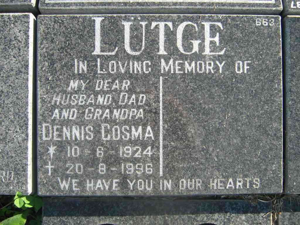 LÜTGE Dennis Cosma 1924-1996