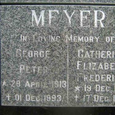 MEYER George Peter 1913-1993 &amp; Catherina Elizabeth Frederika 1916-1993
