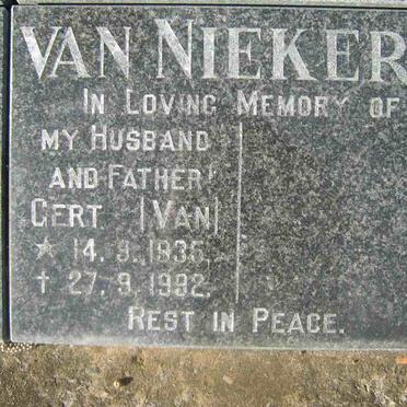 NIEKERK Gert, van 1935-1992