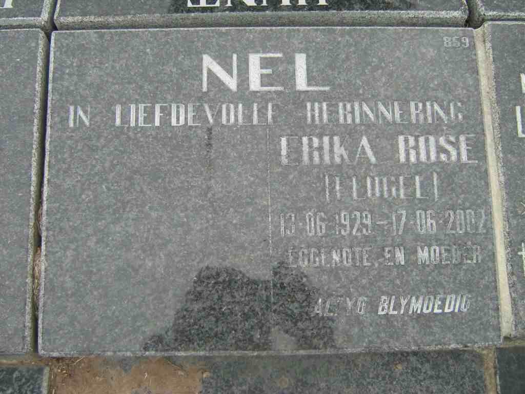 NEL Erika Rose nee FLUGEL 1929-2002