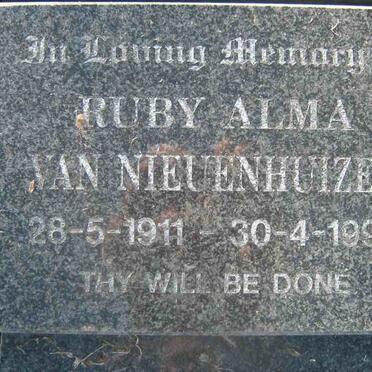 NIEUENHUIZEN Ruby Alma, van 1911-1999