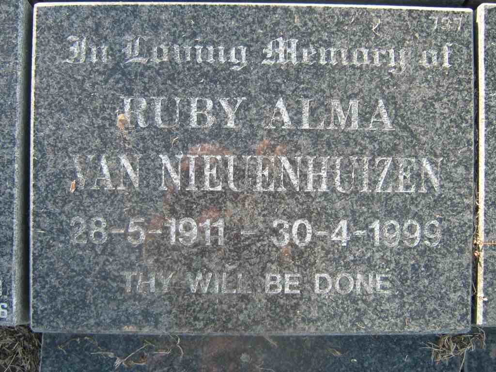 NIEUENHUIZEN Ruby Alma, van 1911-1999
