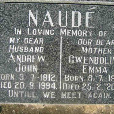 NAUDE Andrew John 1912-1994 &amp; Gwendoline Emma 1919-2002