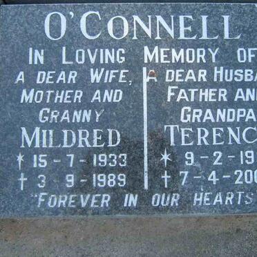 O'CONNELL Terence 1933-2005 &amp; Mildred 1933-1989