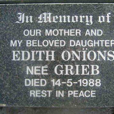 ONIONS Edith nee GRIEB -1988