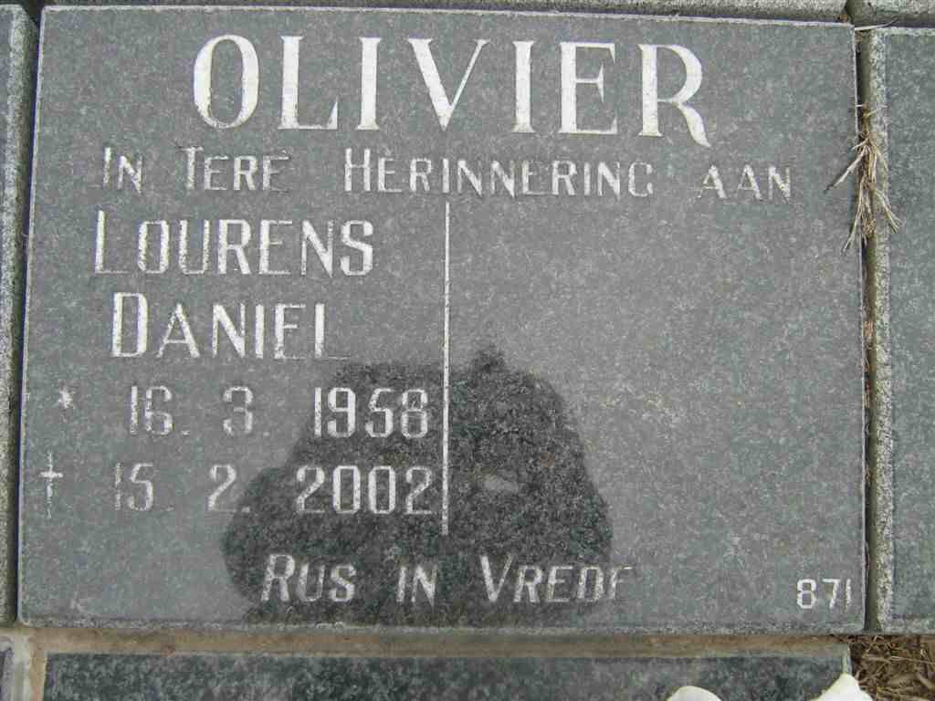 OLIVIER Lourens Daniel 1958-2002