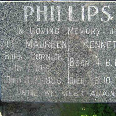 PHILLIPS Kenneth 1924-1996 &amp; Maureen CURNICK 1919-1998