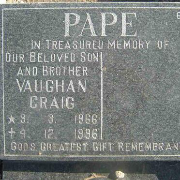 PAPE Vaughan Craig 1966-1996