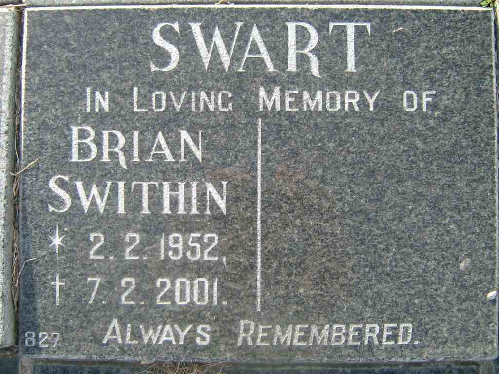 SWART Brian Swithin 1952-2001