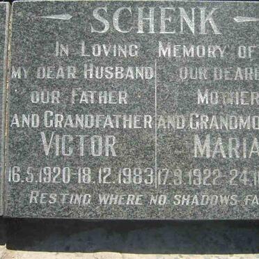 SCHENK Victor 1920-1983 &amp; Maria 1923-1985